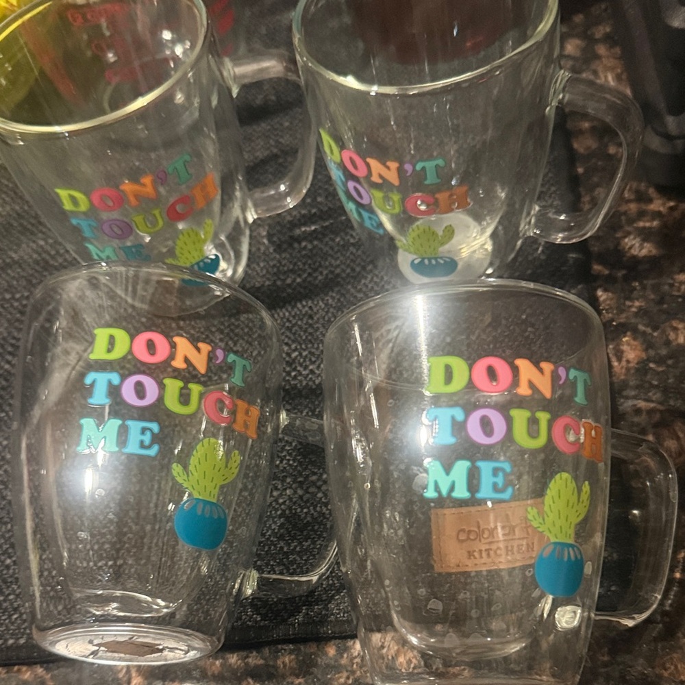 Cacti Cactus Southwestern Mugs Set - "Don't Touch Me" Design